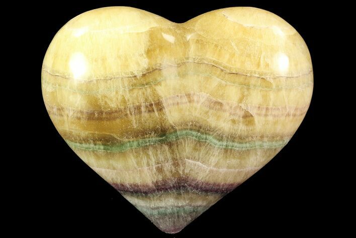 Polished Banded Fluorite Heart - Argentina #84188